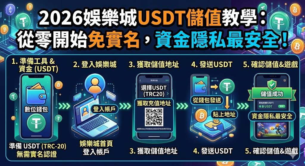 2026娛樂城USDT儲值教學：從零開始免實名，資金隱私最安全！